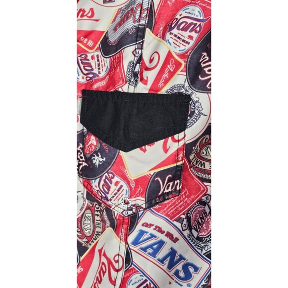 Vans Men’s Logo Print Board Shorts Size 28 Red Black - Picture 10 of 14